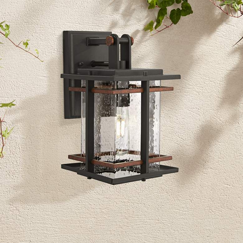 Image 1 Minka San Marcos 11 1/4" High Black and Copper Outdoor Wall Light
