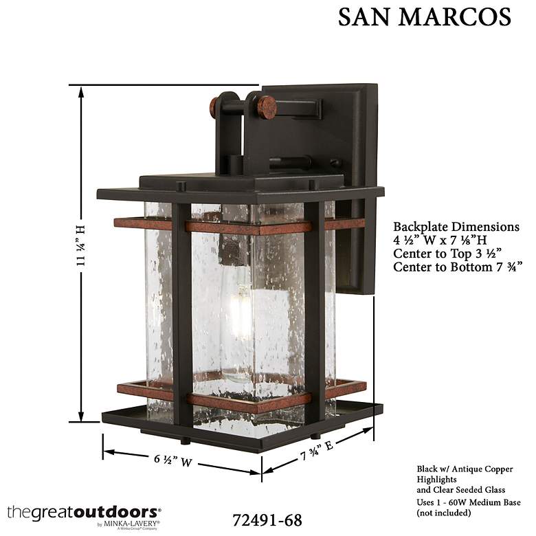 Image 7 Minka San Marcos 11 1/4" High Black and Copper Outdoor Wall Light more views