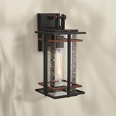 Minka San Marcos 14 3/4" High Black and Copper Outdoor Wall Light