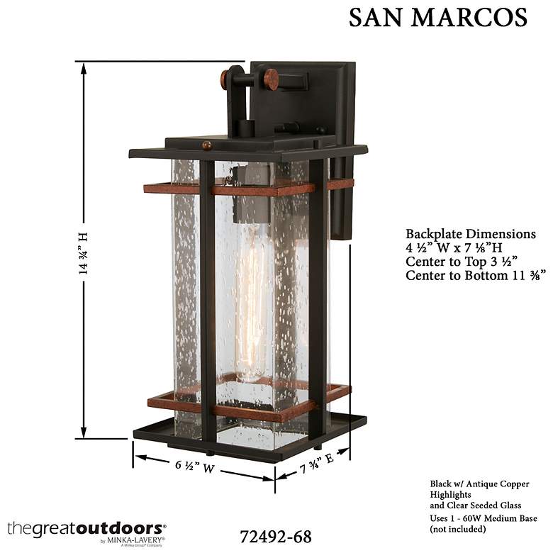 Image 7 Minka San Marcos 14 3/4" High Black and Copper Outdoor Wall Light more views