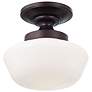 1_Minka Schoolhouse 12" Wide Brushed Bronze Opal Glass Ceiling Light