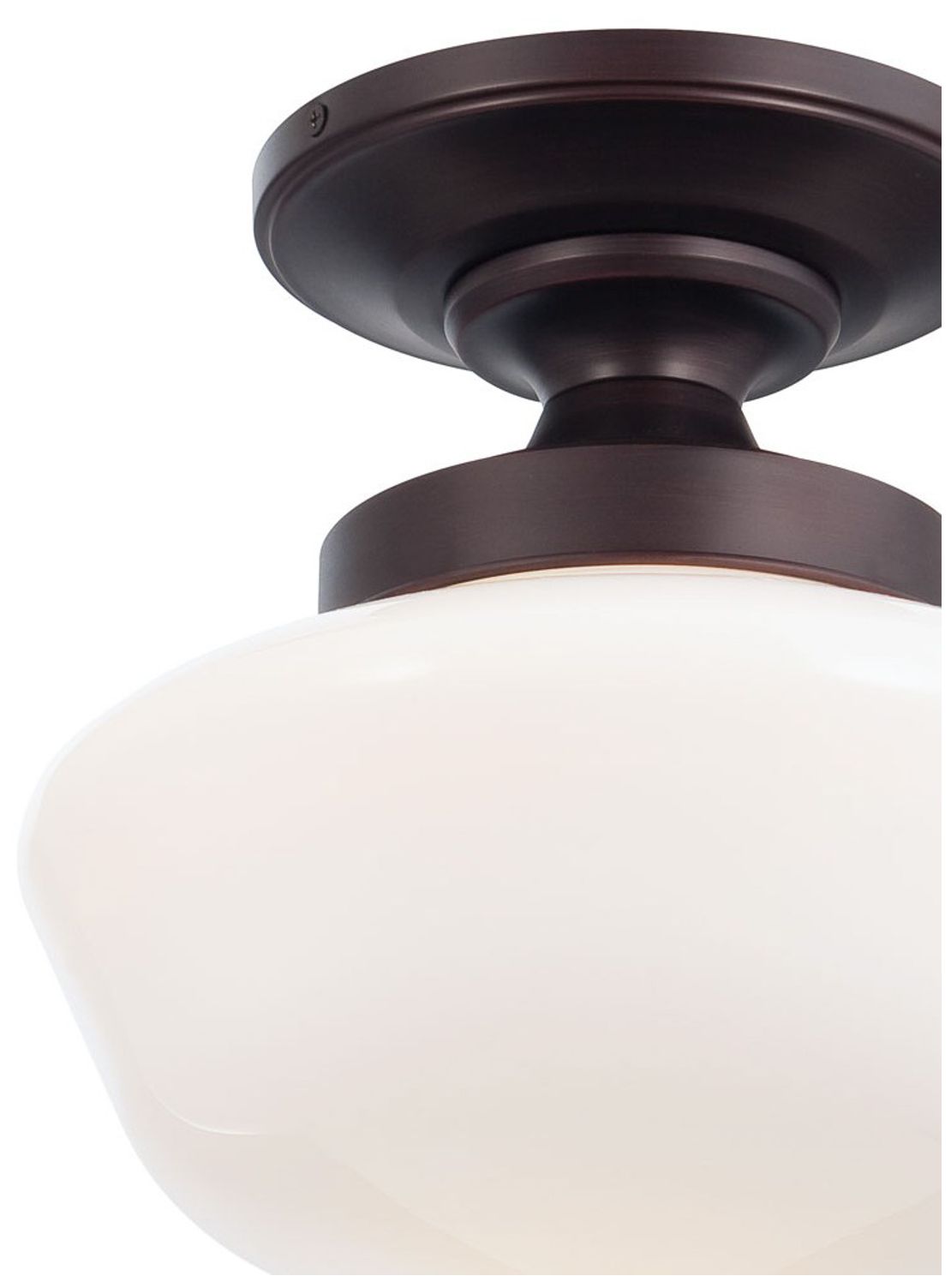 Image 2 Minka Schoolhouse 12" Wide Brushed Bronze Opal Glass Ceiling Light more views