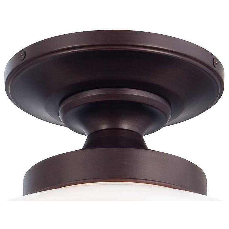 Image 3 Minka Schoolhouse 12" Wide Brushed Bronze Opal Glass Ceiling Light more views