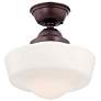 2_Minka Schoolhouse 13 3/4" Wide Brushed Bronze Opal Glass Ceiling Light