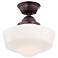 Minka Schoolhouse 13 3/4" Wide Brushed Bronze Opal Glass Ceiling Light