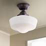 1_Minka Schoolhouse 13 3/4" Wide Brushed Bronze Opal Glass Ceiling Light
