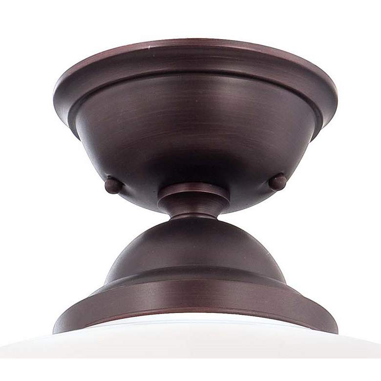 Image 3 Minka Schoolhouse 13 3/4" Wide Brushed Bronze Opal Glass Ceiling Light more views