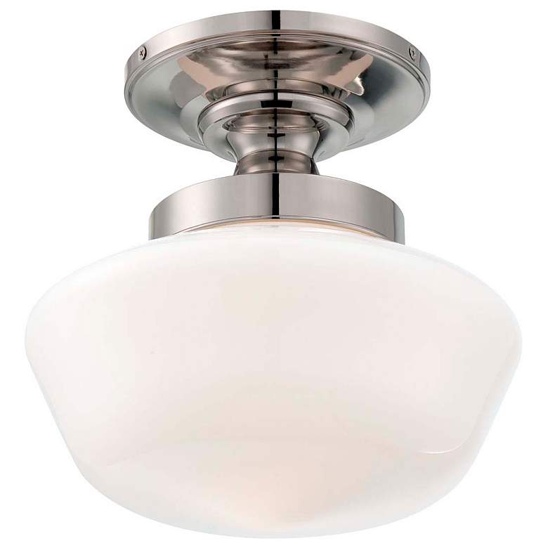 Image 1 Minka Schoolhouse Style 12" Wide Polished Nickel Ceiling Light