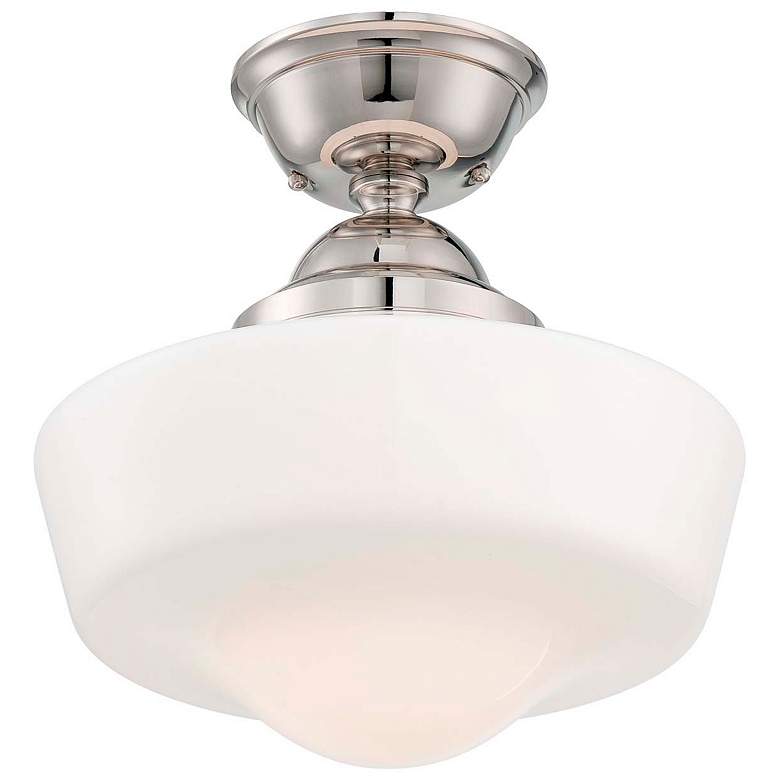Image 1 Minka Schoolhouse Style 13 3/4" Wide Polished Nickel Ceiling Light