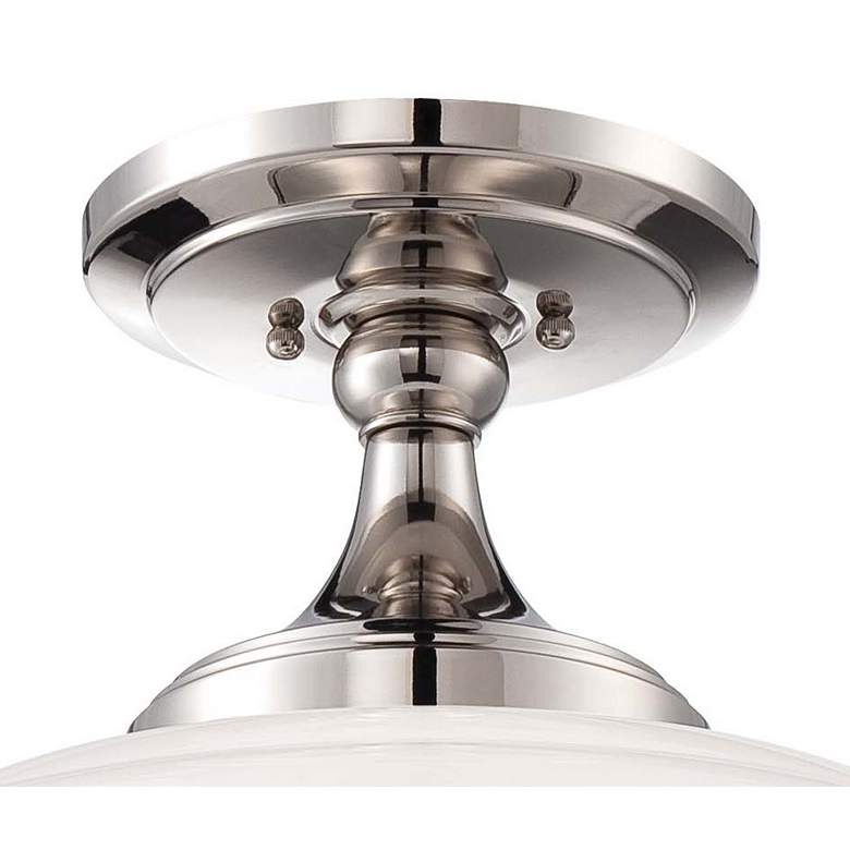 Image 2 Minka Schoolhouse Style 17 1/4" Nickel and White Glass Ceiling Light more views