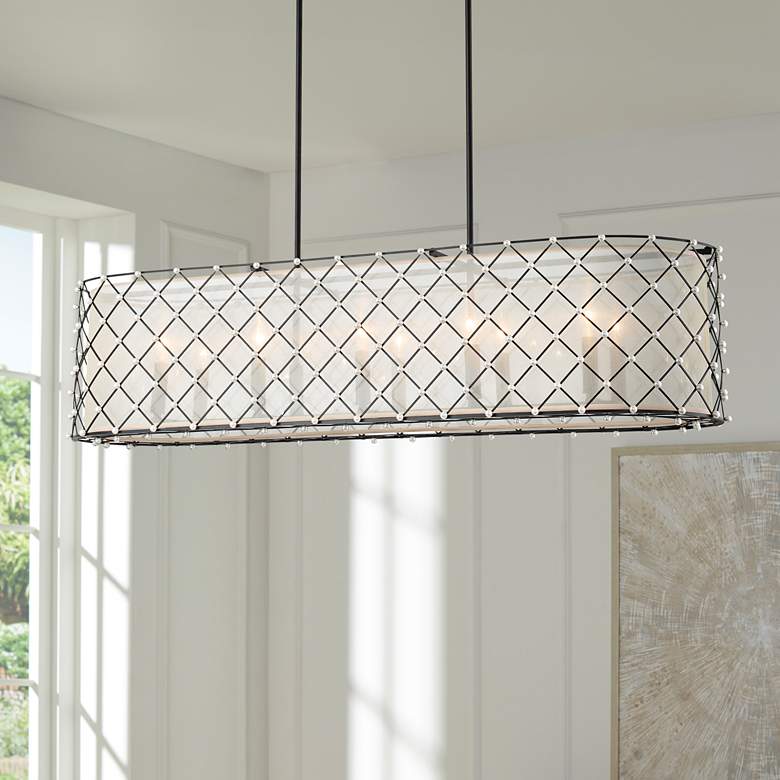 Image 1 Minka Sheer Elegance 48" Wide Coal 10-Light Oval Island Chandelier