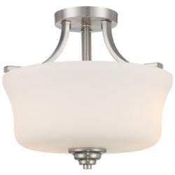Minka Shyloh 13 1/4" Wide Brushed Nickel White Glass Ceiling Light