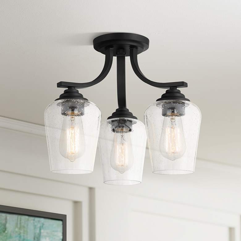 Image 1 Minka Shyloh 15 1/2" Wide Coal Metal 3-Light Ceiling Light
