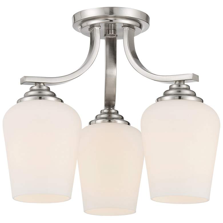 Image 2 Minka Shyloh 15 1/2" Wide Nickel and White Glass 3-Light Ceiling Light