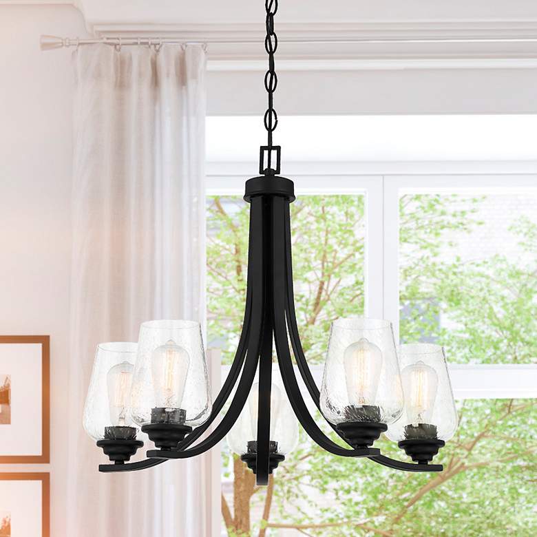 Image 1 Minka Shyloh 23 1/2" Wide Coal Black 5-Light Seeded Glass Chandelier