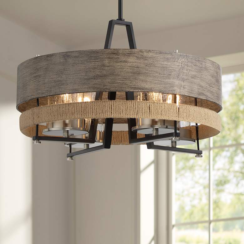 Image 1 Minka Silver Creek 20" Wide Sand Stone Gray Metal 4-Light Pendant