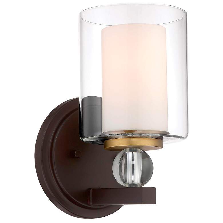 Image 2 Minka Studio-5 9 1/2" High Bronze and Natural Brush Wall Sconce