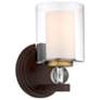2_Minka Studio-5 9 1/2" High Bronze and Natural Brush Wall Sconce