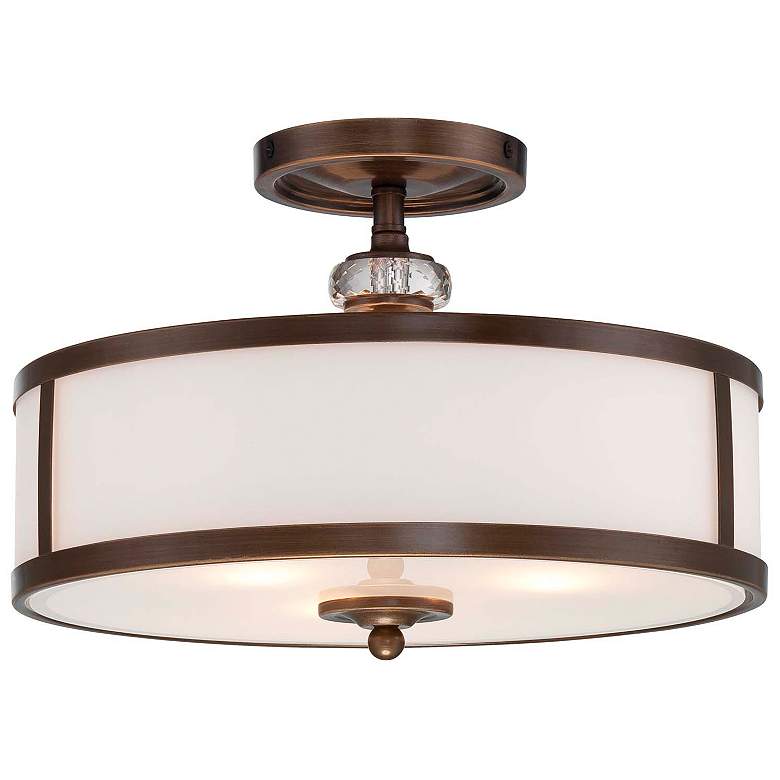 Image 2 Minka Thorndale 15" Wide Dark Noble Bronze Drum Ceiling Light