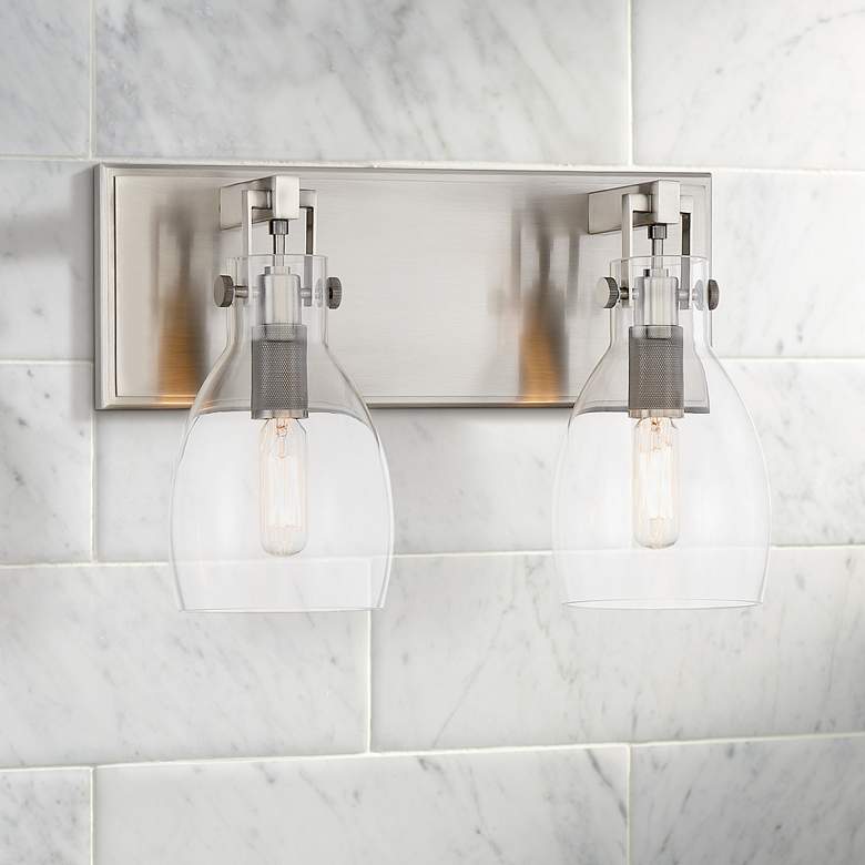 Image 1 Minka Tiberia 13 3/4" Wide Plated Pewter Metal 2-Light Wall Sconce