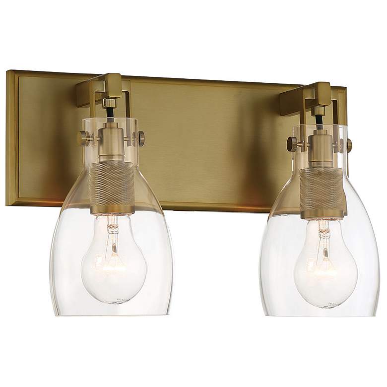 Image 1 Minka Tiberia 13 3/4" Wide Soft Brass 2-Light Vanity Bath Wall Light