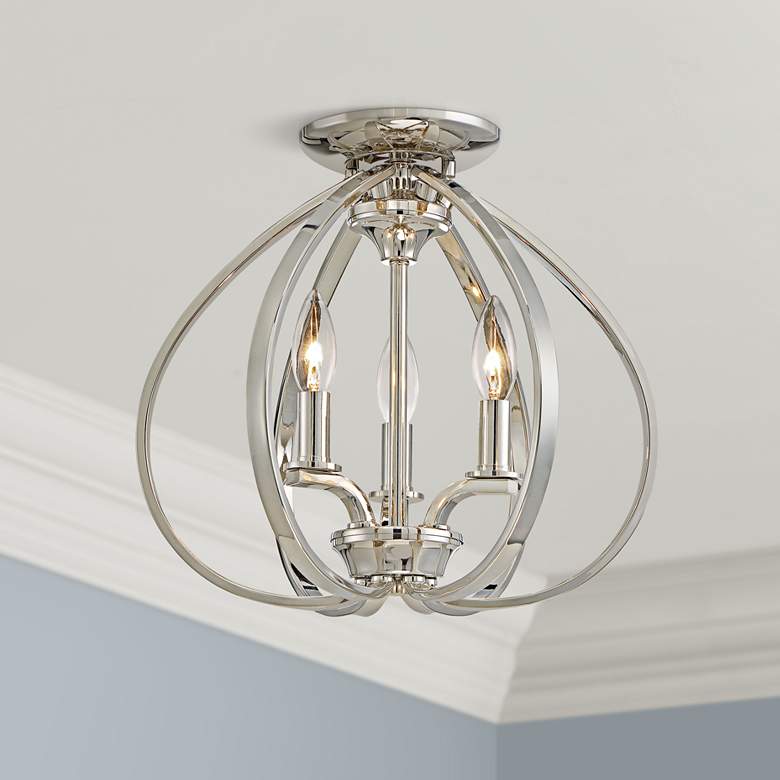 Image 1 Minka Tilbury 14" Wide 3-Light Polished Nickel Ceiling Light