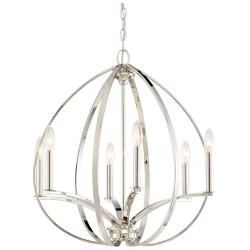 Minka Tilbury 24" Wide Polished Nickel 6-Light Chandelier