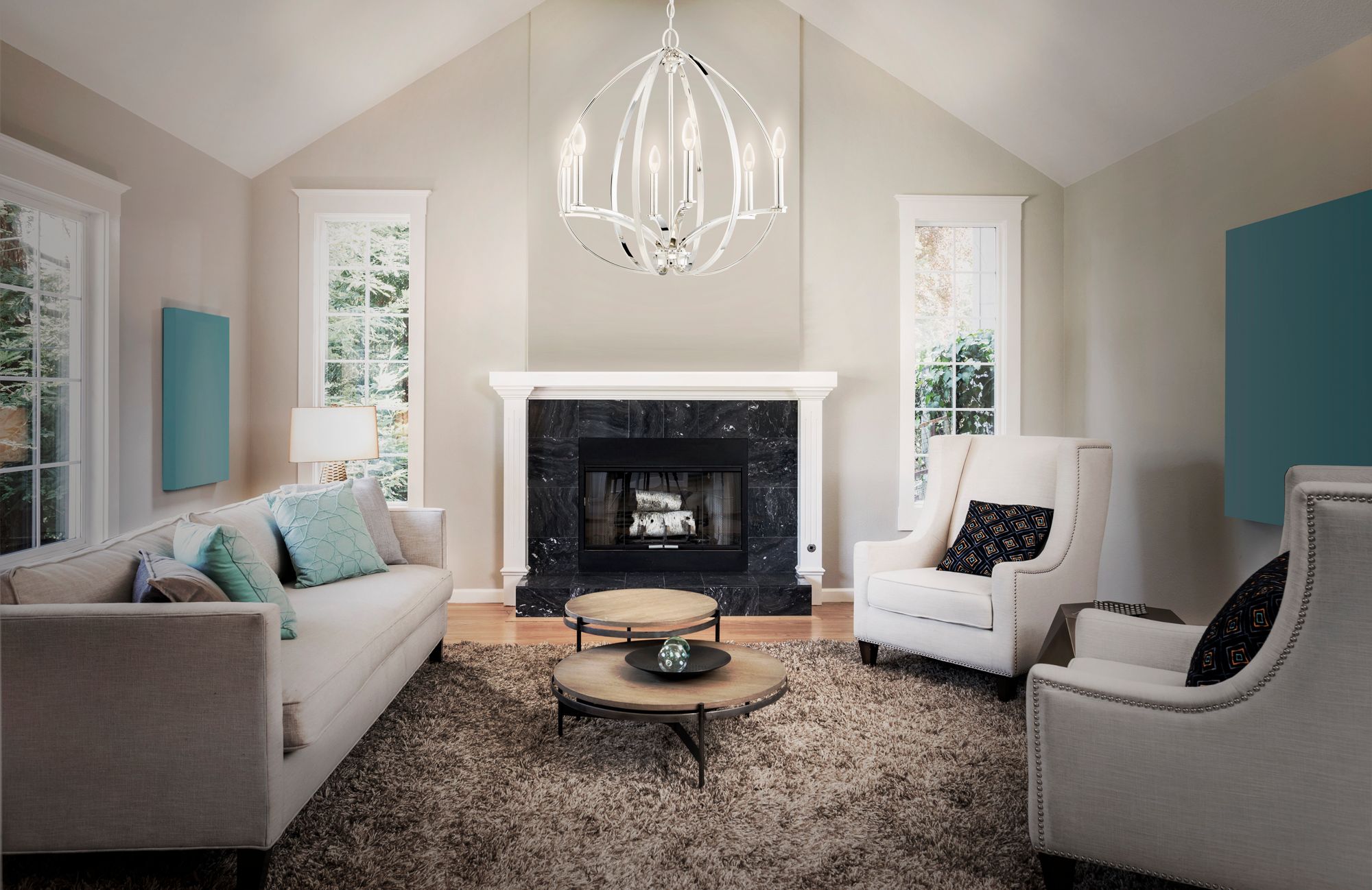 Minka Tilbury 24" Wide Polished Nickel 6-Light Chandelier in scene