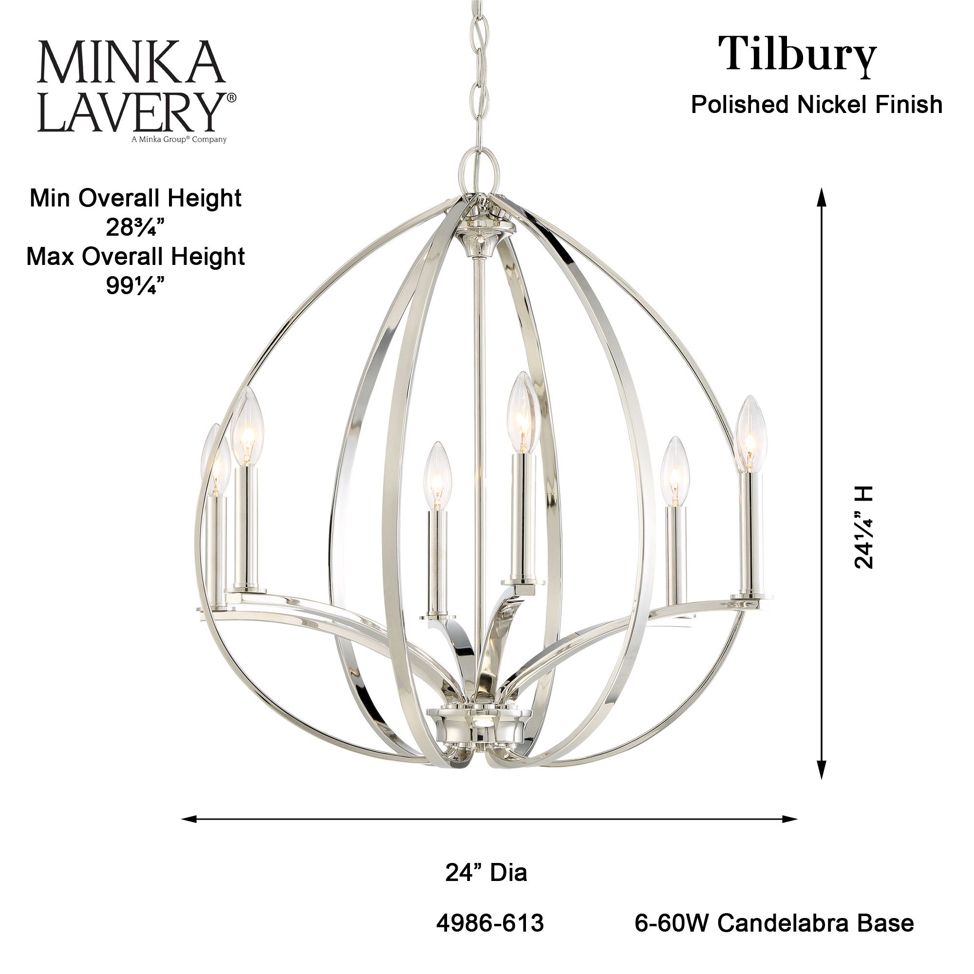Minka Tilbury 24" Wide Polished Nickel 6-Light Chandelier in scene