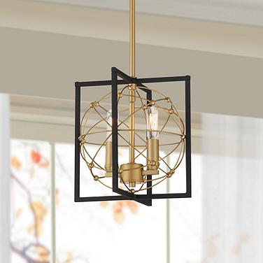 Minka Titans Trace 10" Wide Sand Coal and Honey Gold Mini Pendant