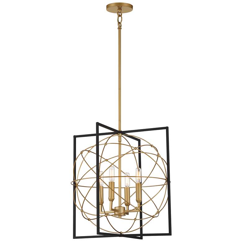 Image 2 Minka Titans Trace 19" Sand Coal Painted Honey Gold 4-Light Pendant