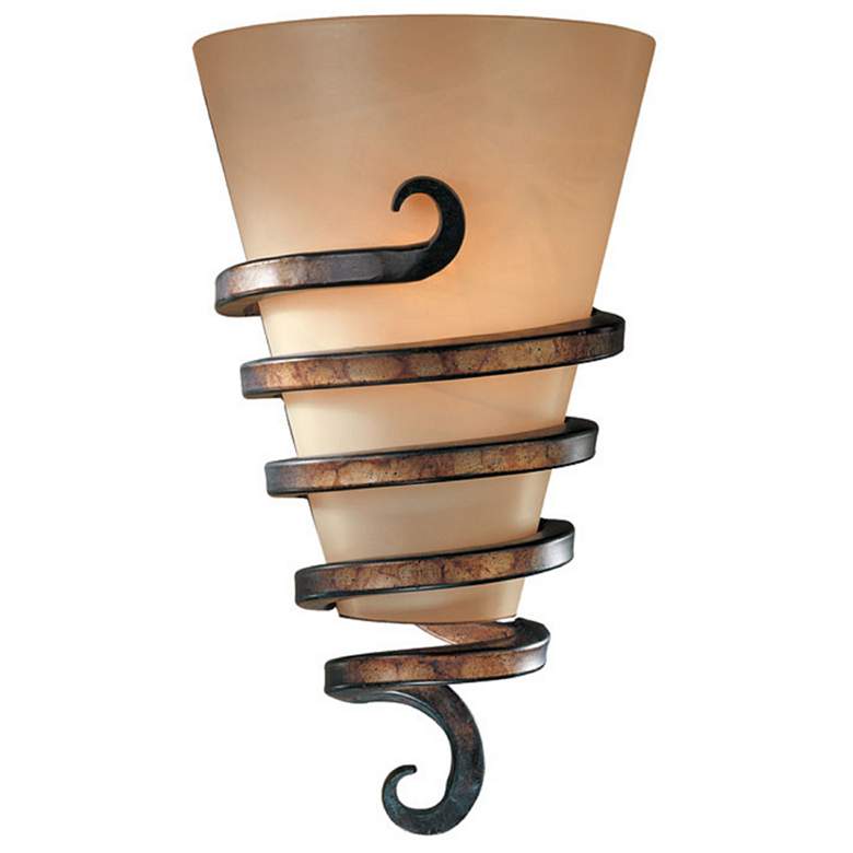 Image 1 Minka Tofino 15"High Bronze Metal Cream Glass Wall Sconce