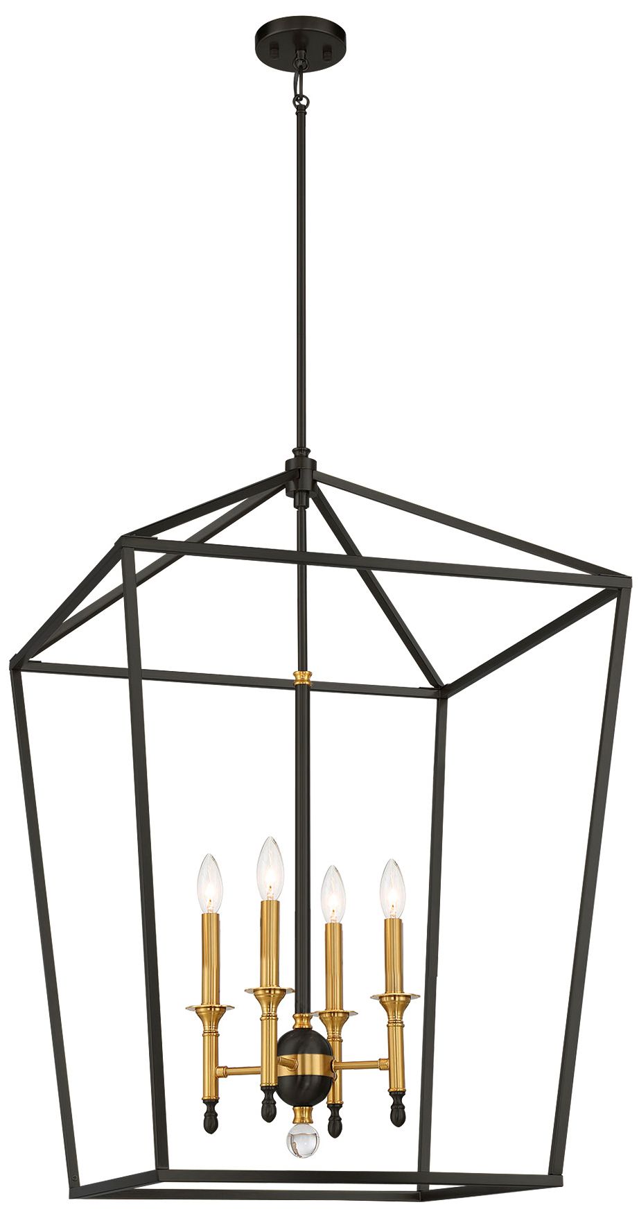 Image Minka Townhall 24" Wide Coal and Soft Brass 4-Light Lantern Pendant