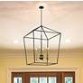 1_Minka Townhall 32" Wide Coal and Soft Brass 6-Light Open Pendant