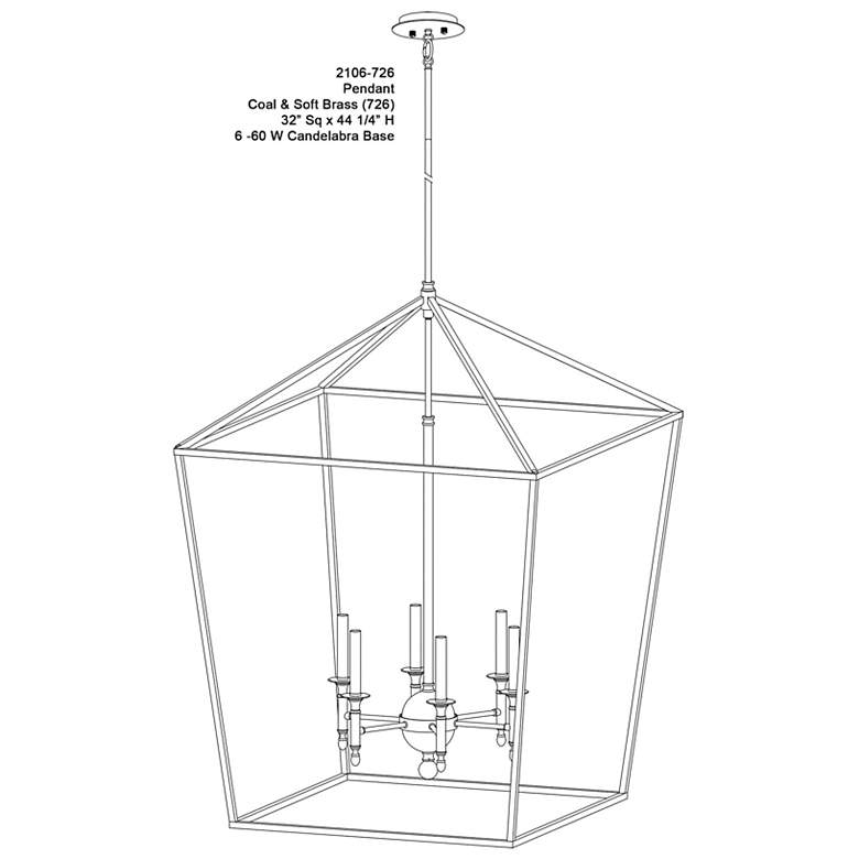 Image 4 Minka Townhall 32" Wide Coal and Soft Brass 6-Light Open Pendant more views