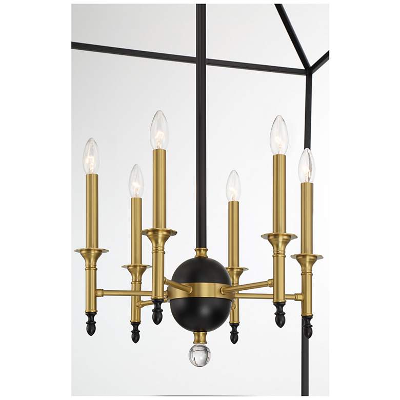 Image 5 Minka Townhall 32" Wide Coal and Soft Brass 6-Light Open Pendant more views