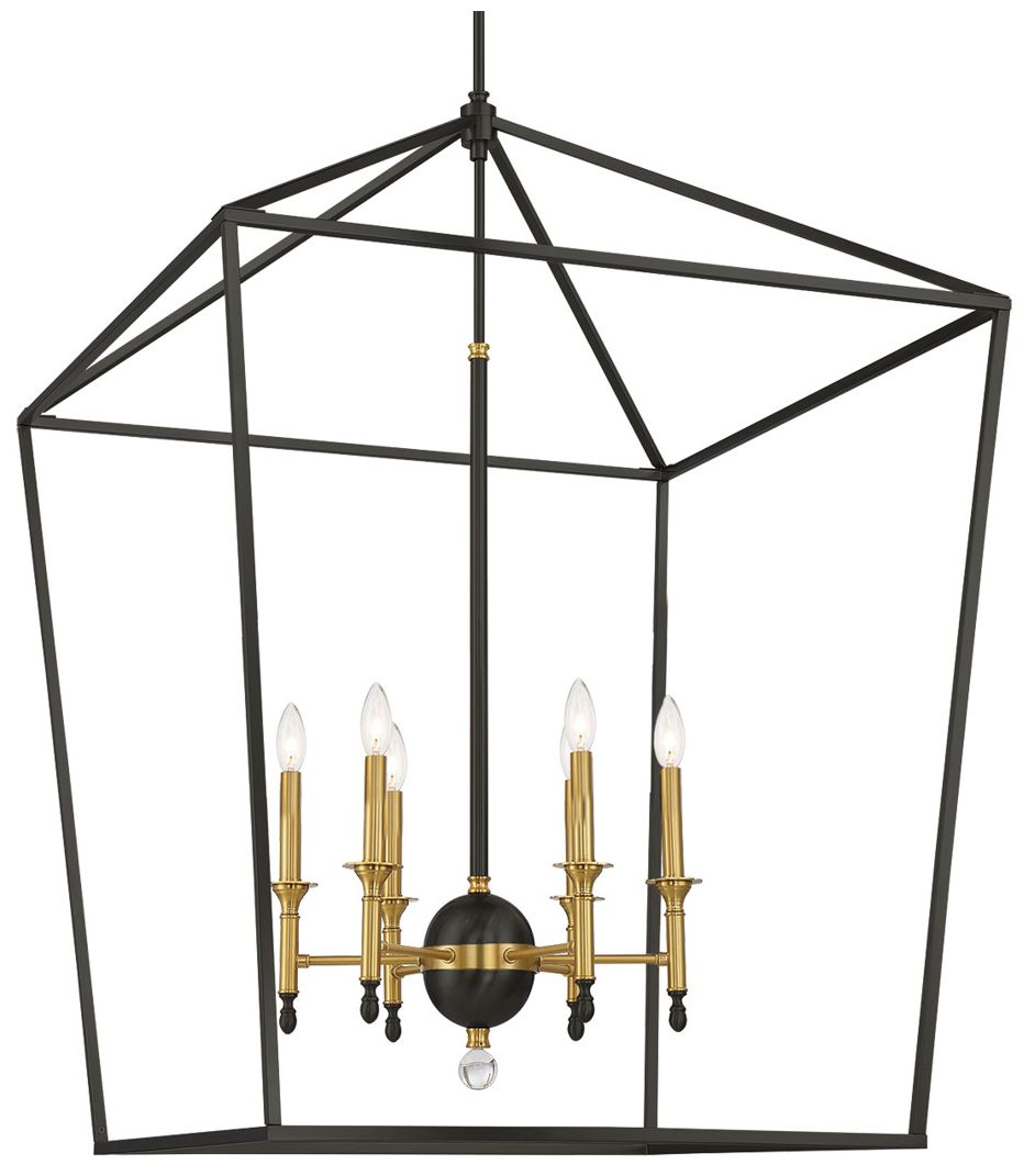Image 6 Minka Townhall 32" Wide Coal and Soft Brass 6-Light Open Pendant more views