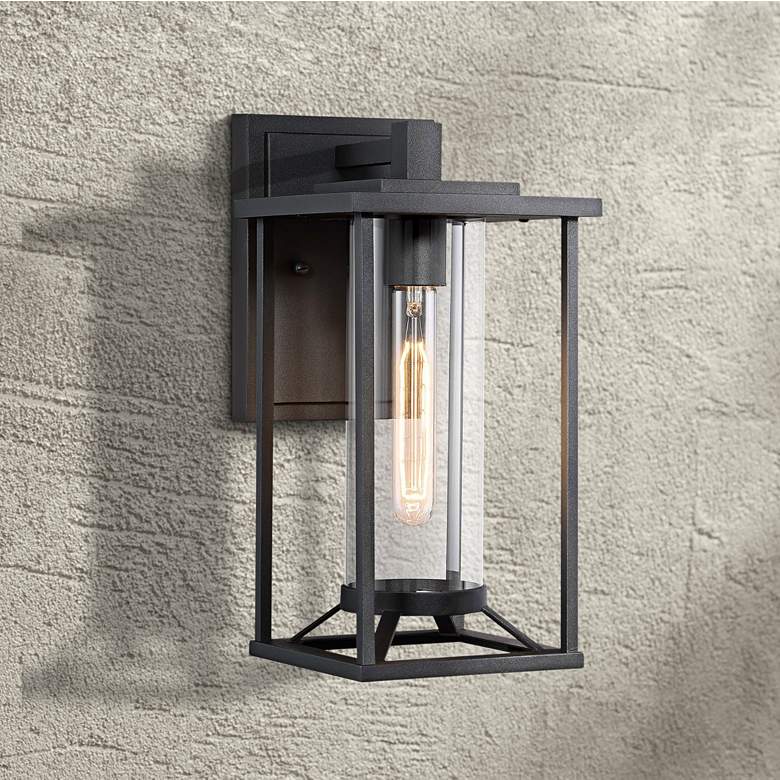 Image 1 Minka Trescott 14 1/4" High Black Outdoor Wall Light