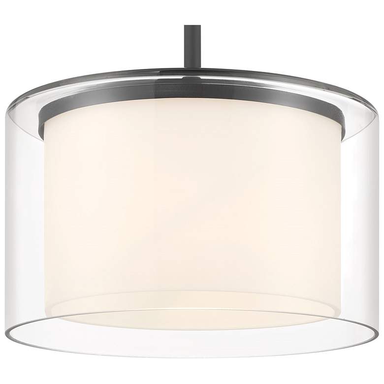 Image 1 Minka Vantage Parsons 10" Wide Black with White Glass Shade Pendant