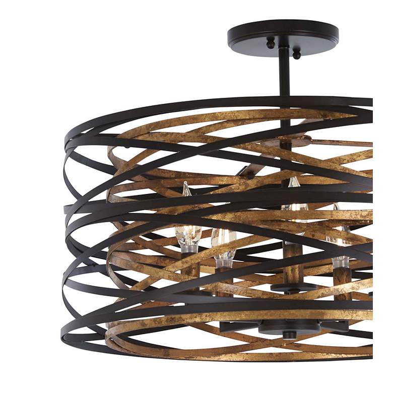 Image 3 Minka Vortic Flow 20" Wide Dark Bronze and Mosaic Gold 5-Light Pendant more views