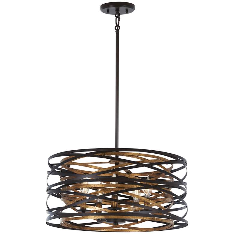 Image 4 Minka Vortic Flow 20" Wide Dark Bronze and Mosaic Gold 5-Light Pendant more views