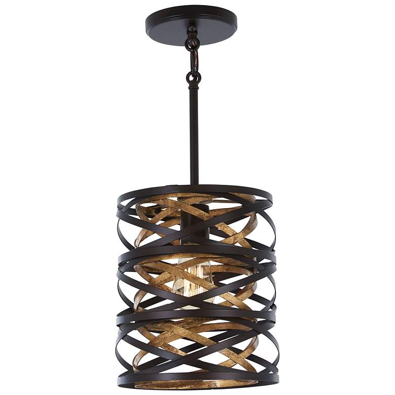 Image 2 Minka Vortic Flow 8 1/2" Wide Dark Bronze and Mosaic Gold Mini Pendant