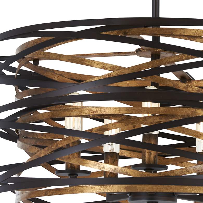 Image 3 Minka Vortic Flow 8 1/2" Wide Dark Bronze and Mosaic Gold Mini Pendant more views