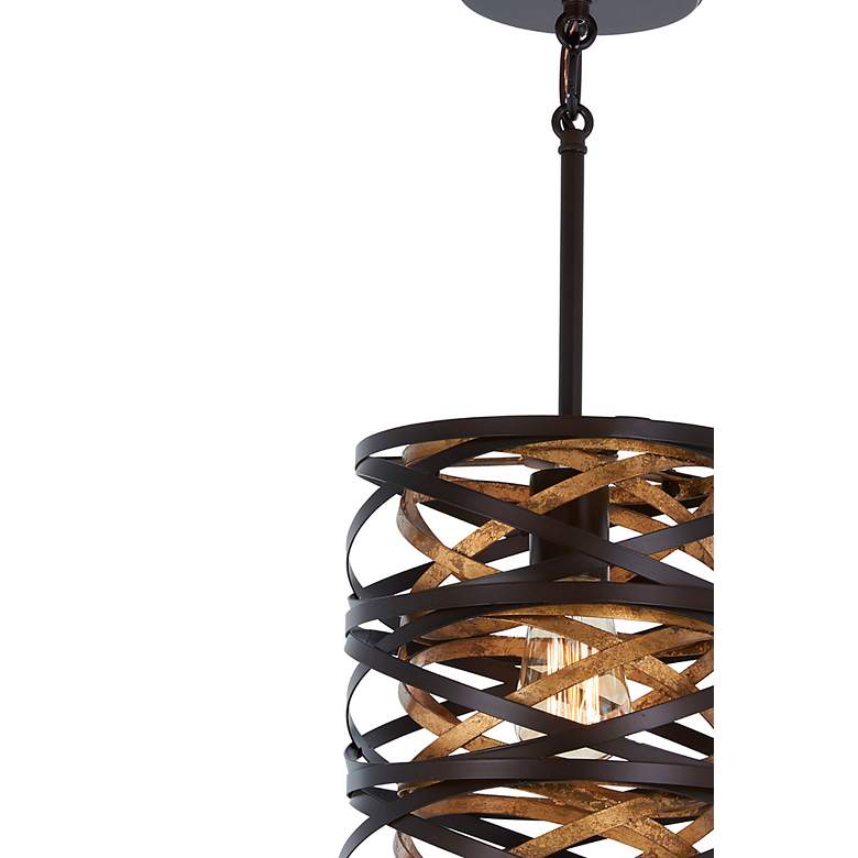 Image 6 Minka Vortic Flow 8 1/2" Wide Dark Bronze and Mosaic Gold Mini Pendant more views