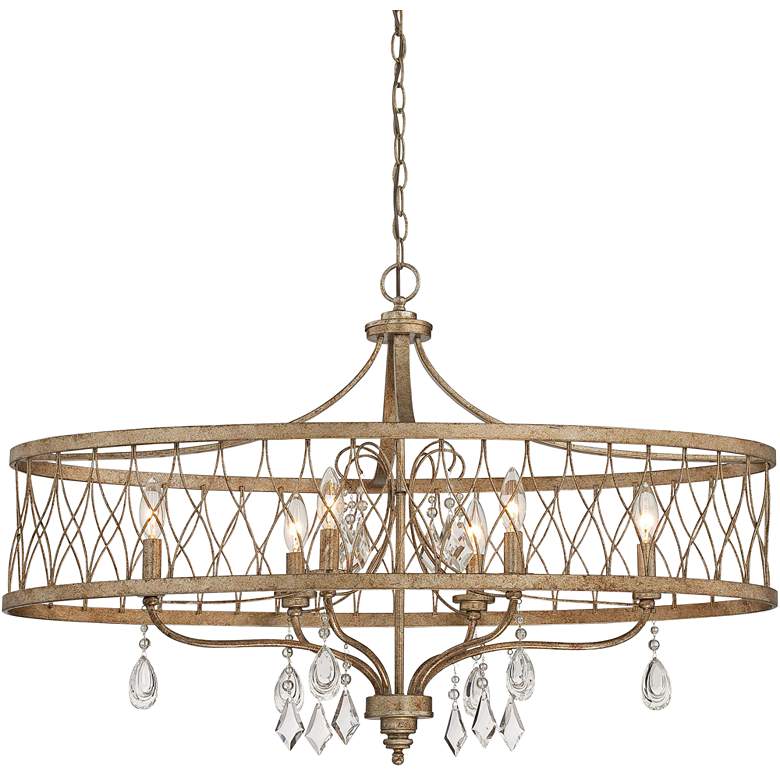 Image 3 Minka West Liberty 36" Wide Olympus Gold 6-Light Drum Chandelier