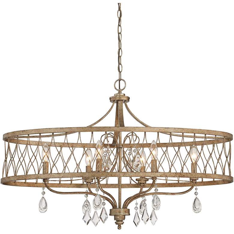 Image 3 Minka West Liberty 36 inch Wide Olympus Gold 6-Light Drum Chandelier