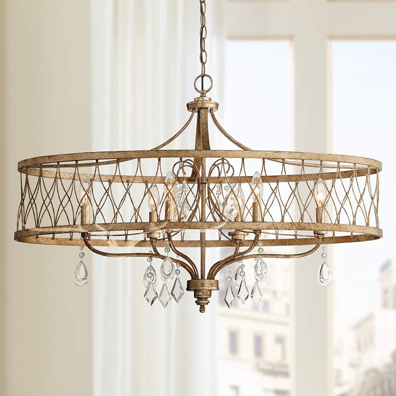Image 2 Minka West Liberty 36" Wide Olympus Gold 6-Light Drum Chandelier