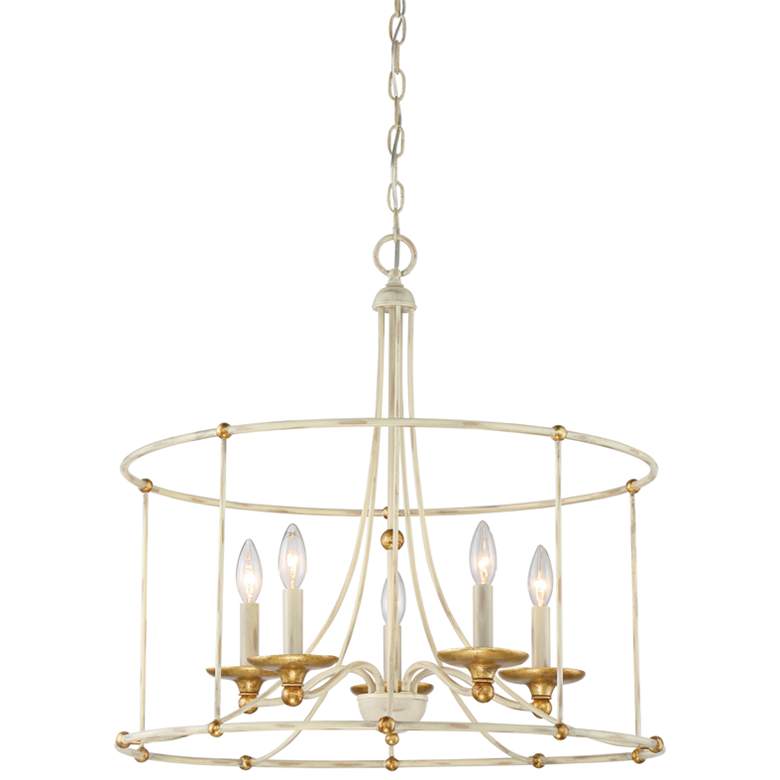Image 1 Minka Westchester County 25" White Gold 5-Light Open Drum Chandelier
