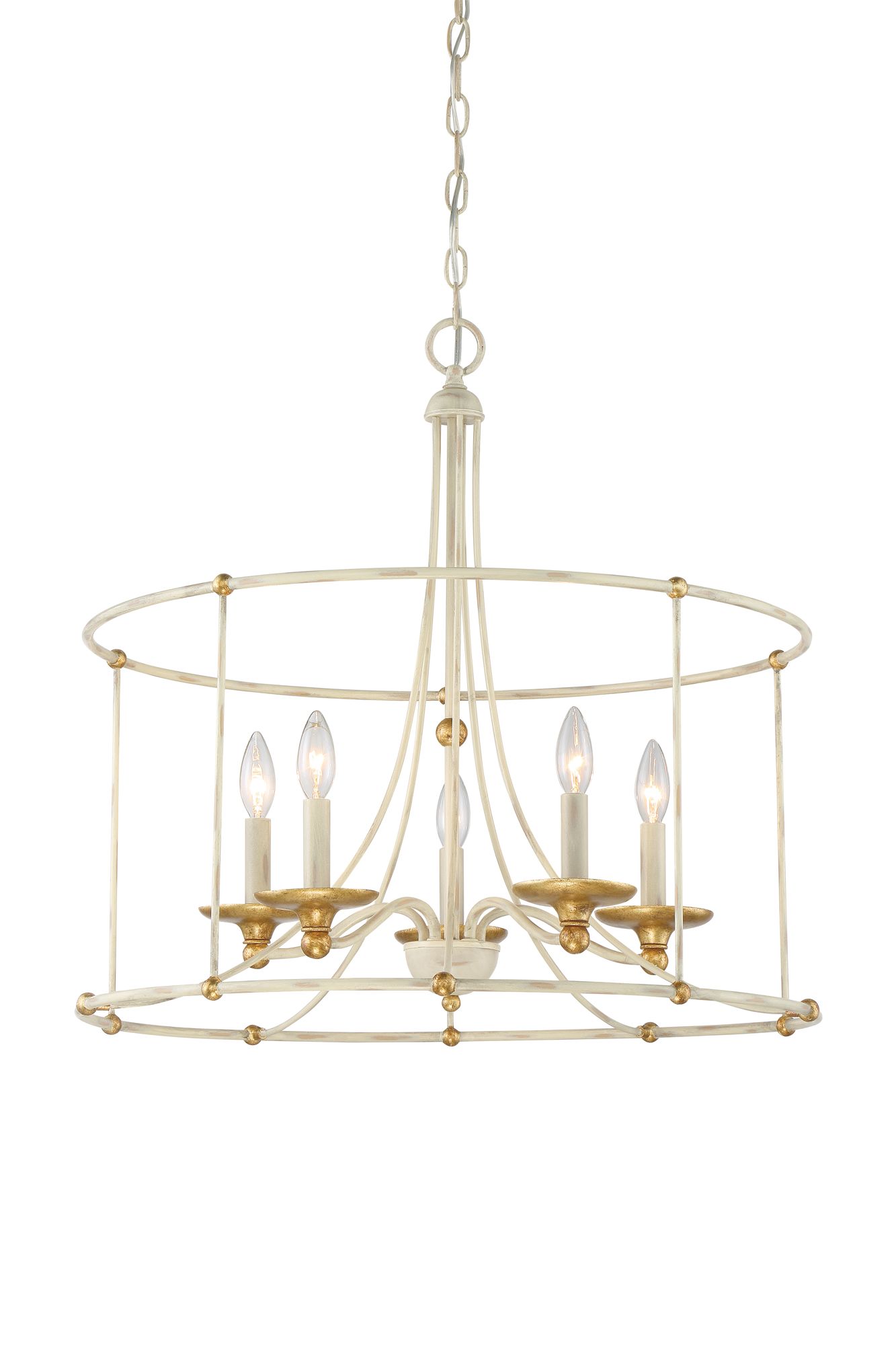 Image 4 Minka Westchester County 25" White Gold 5-Light Open Drum Chandelier more views