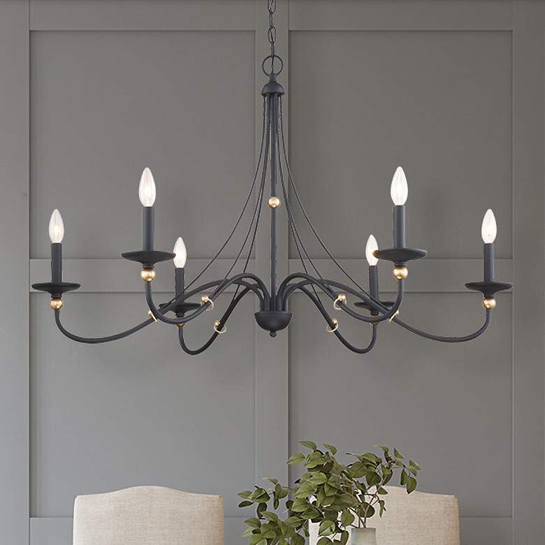 Image 2 Minka Westchester County 40" Wide Sand Coal 6-Light Chandelier